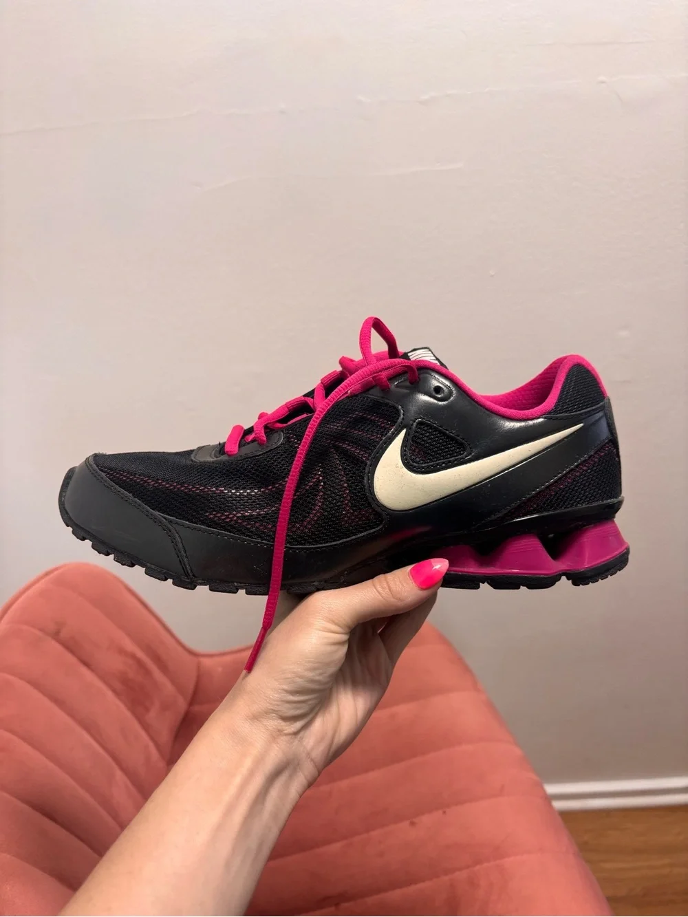 Nike Black and Pink Women's Running Sneakers